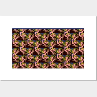 Woman Yelling at Cat Memes Pattern Posters and Art